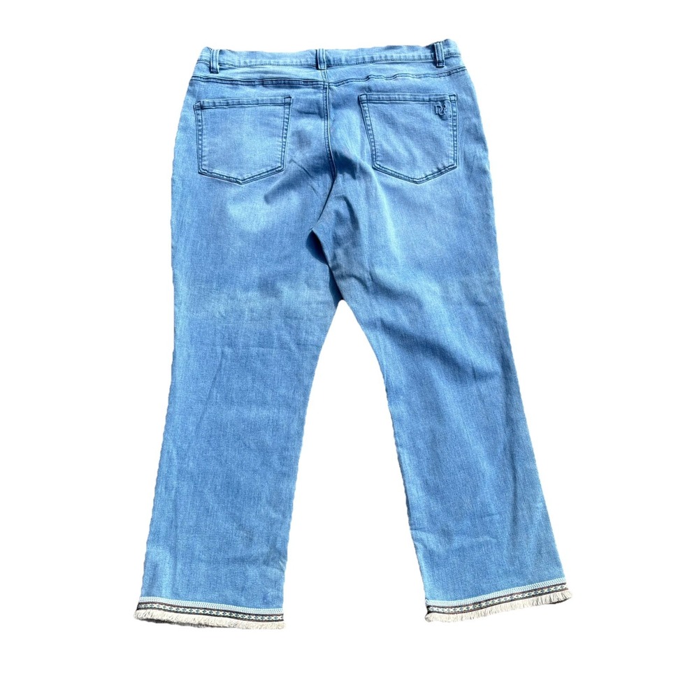 NWT DG2 Diane Gilman Size 16PW/38x26 High Rise Southwestern Fringed Hem Jeans - Picture 3 of 12